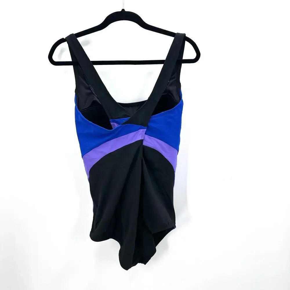 Lands End Athletic Bust Minimizer Cross Back One Piece Womens Bathing Suit